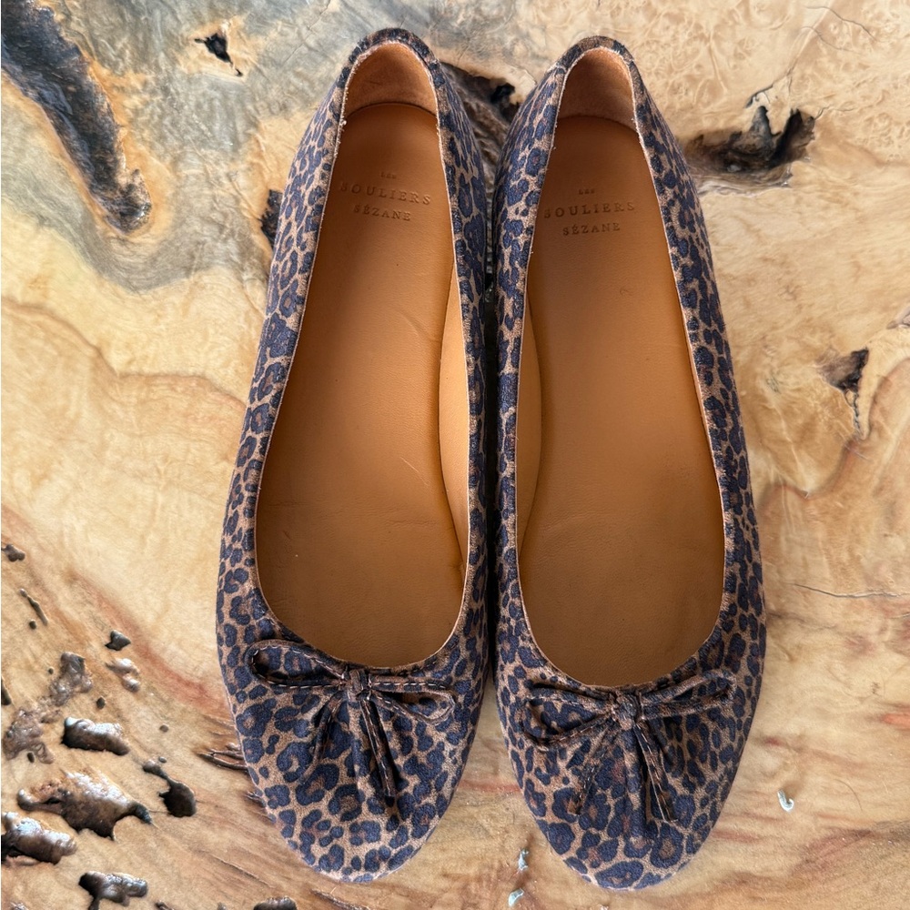 Sezane Leopard Print Bow Loafer Size 40
